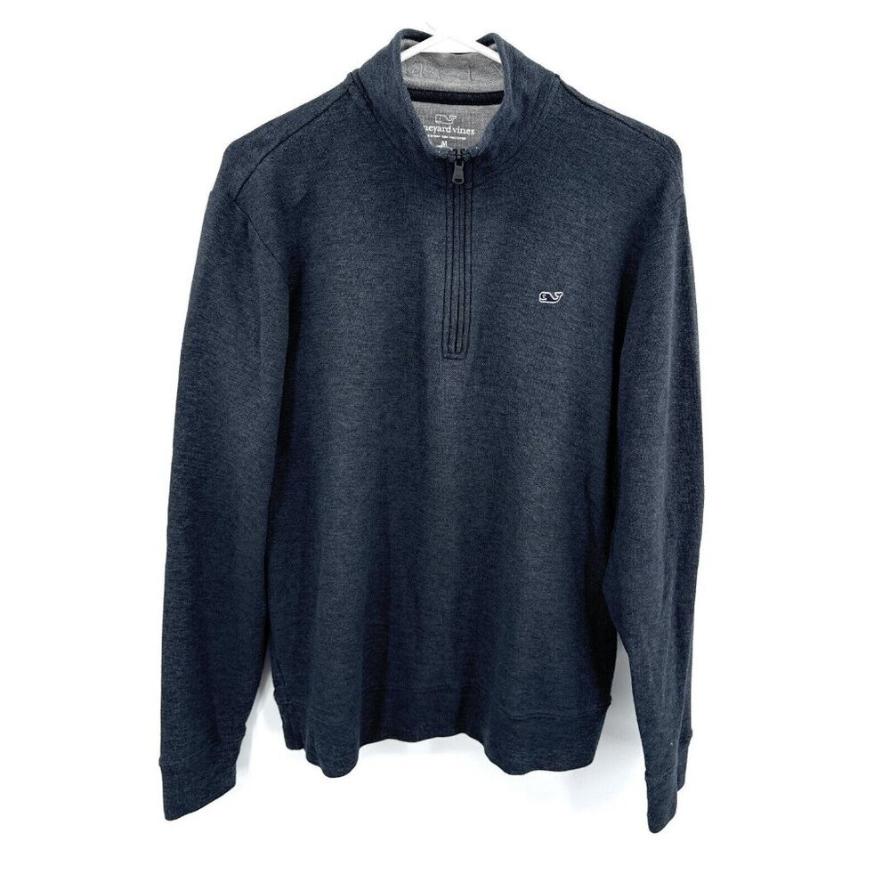 Vineyard Vines Long Sleeve Pullover Men's Size M Blue 1/4 Zip Cotton - Picture 1 of 4
